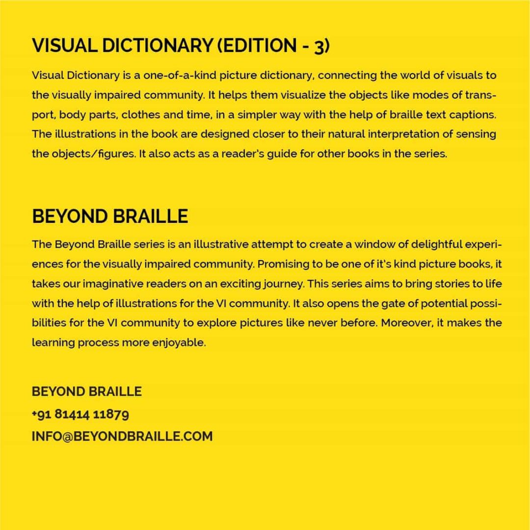 A brief introduction of Braille visual dictionary Edition - 3 and beyond braille brand